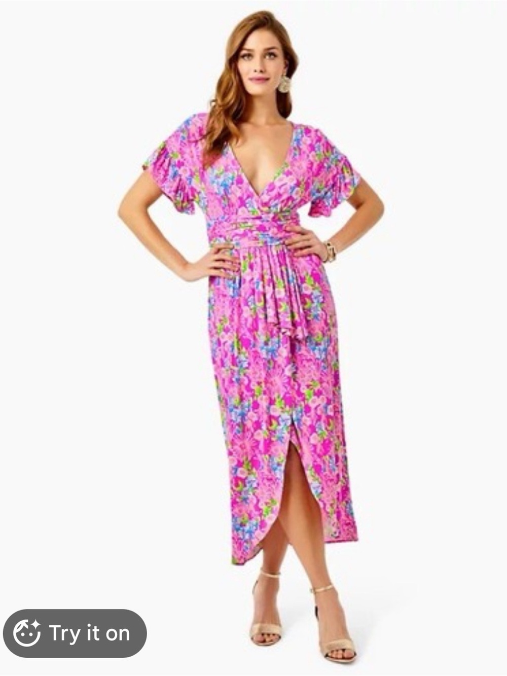 Lilly Pulitzer Anchorage Pink Moms The Word high low midi dress Amethyst floral